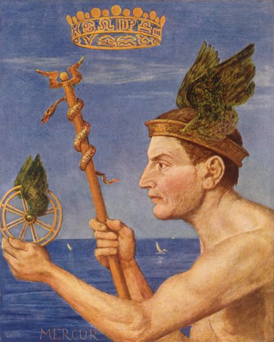 水星、ライプツィヒc.1910で公開された「Festkalender」のイラスト 作： Hans Thoma